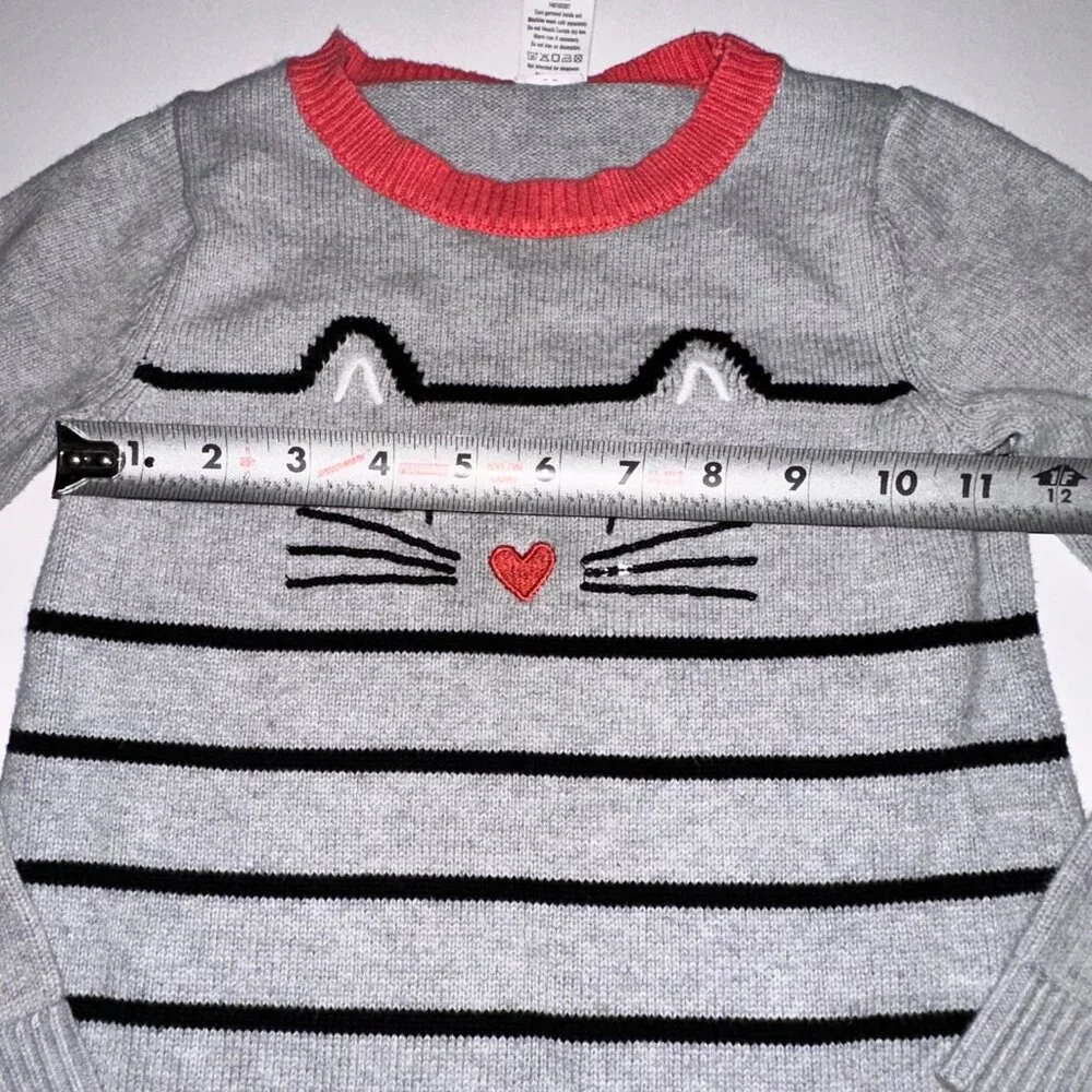 Gymboree Cat Sweater Dress SZ 7 gray and melon
